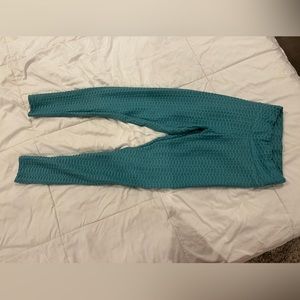 Blue Textured Leggings SMALL